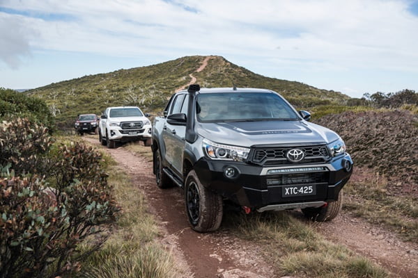 2018 Toyota HiLux Rugged X (right), Rogue and Rugged (rear)