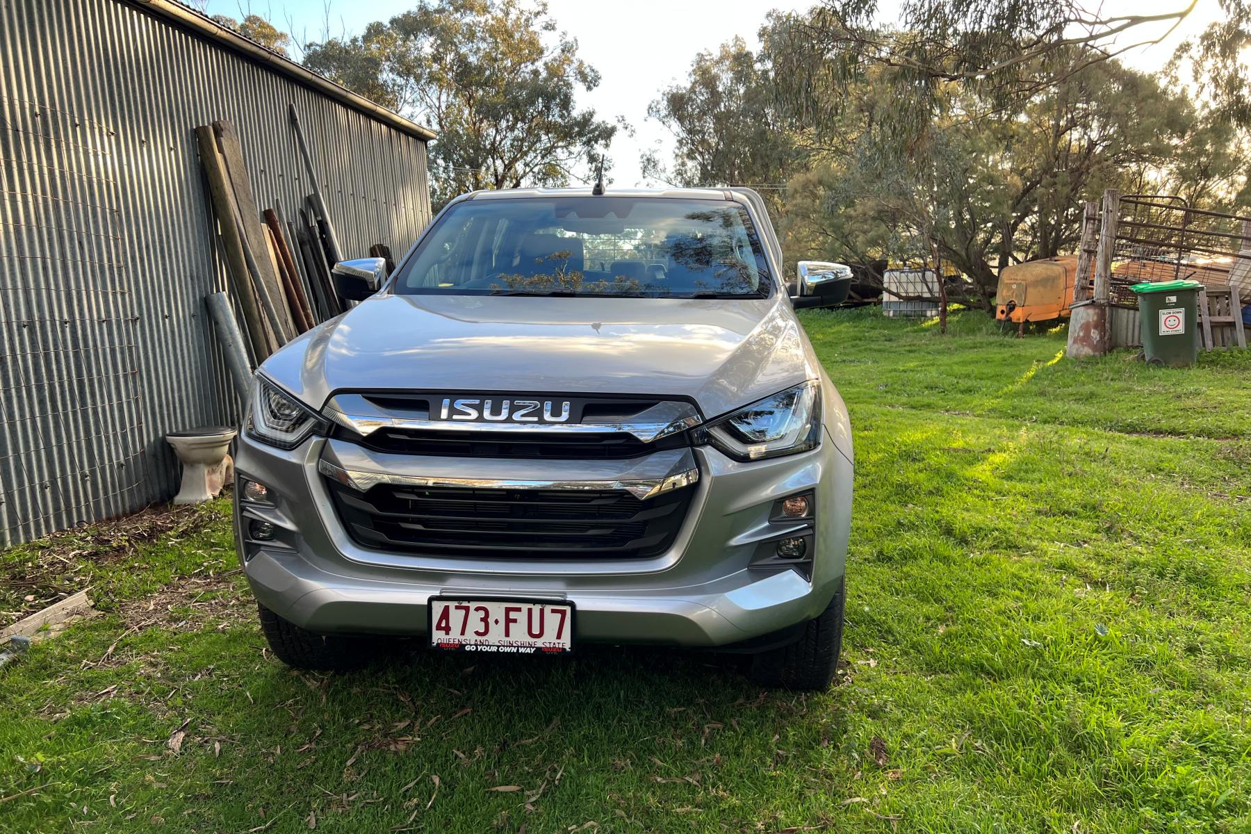 Isuzu D-Max LS-U Dual Cab Trayback 4WD Ute at farm grill