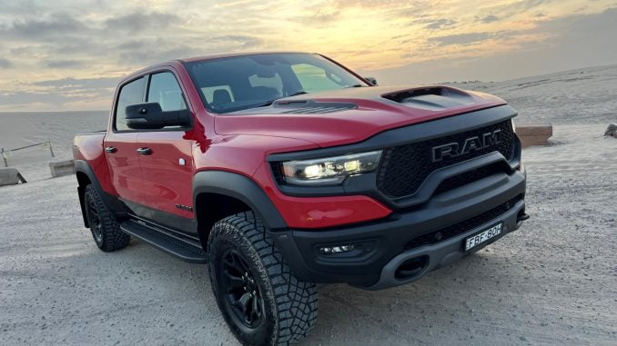 RAM 1500 TRX front quarter at sunrise 2