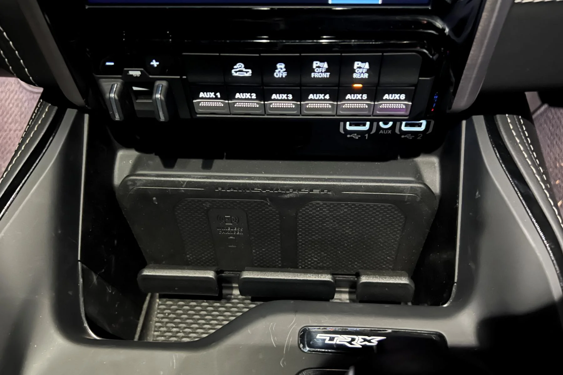 RAM 1500 TRX wireless charging tray