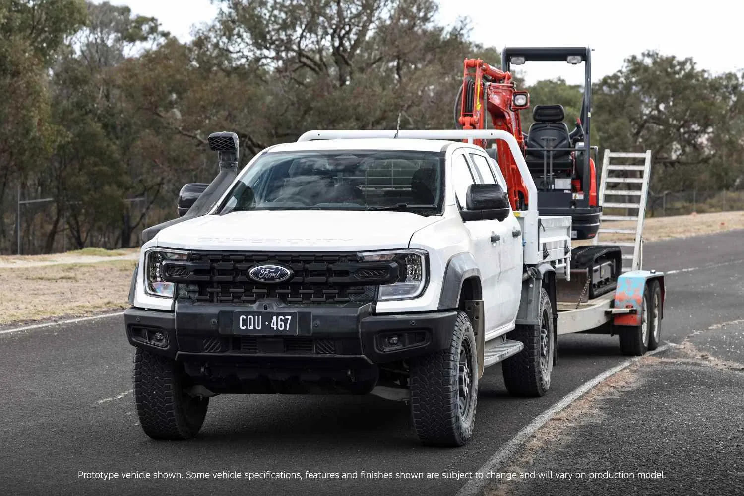Ford Ranger SuperDuty towing machinery trailer 1